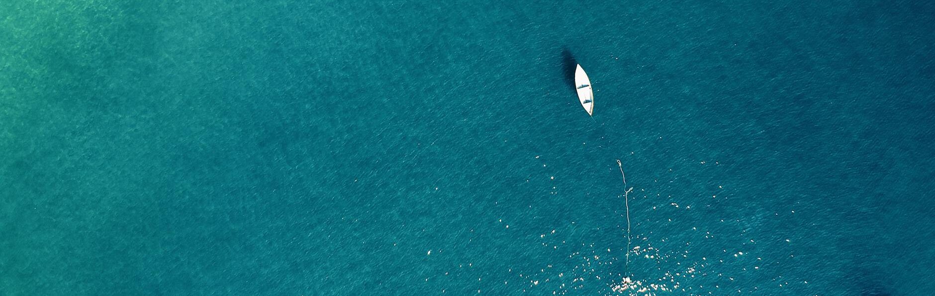 aerial photo of boat on sea